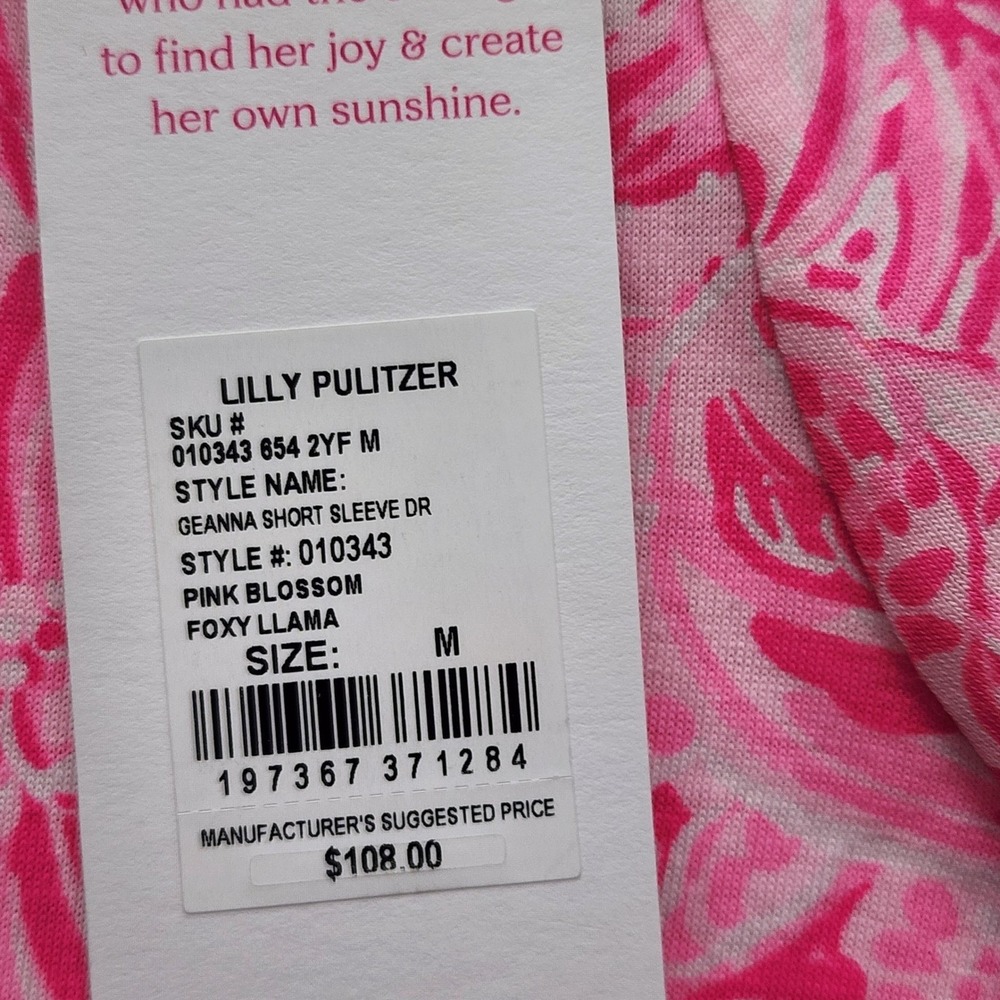 NWT Lilly Pulitzer Geanna Tiered Cotton Floral Midi Dress Pink Blossom Size M - Picture 5 of 10